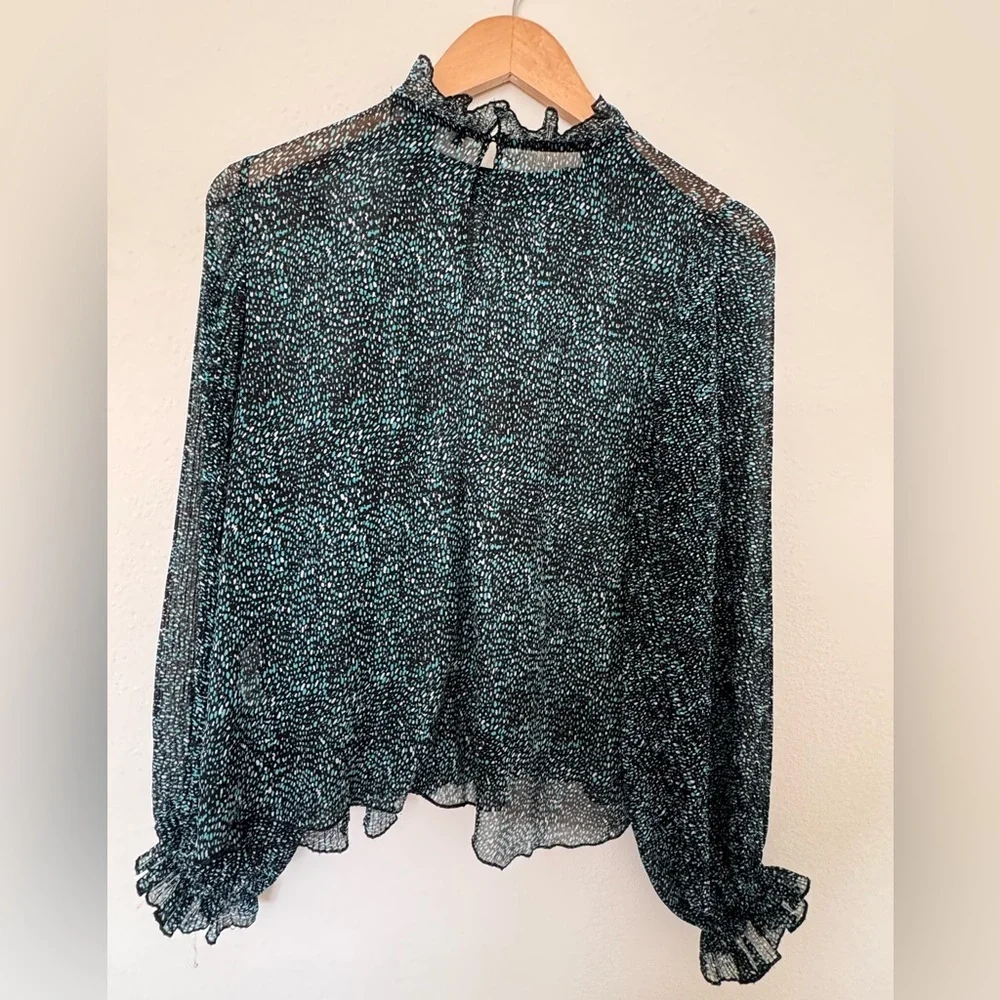 Zara Black and Green Patterned Blouse - Picture 6 of 9